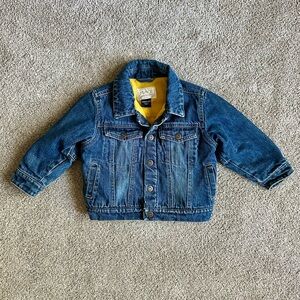 The Children's Place Blue Denim Toddler Jacket with Yellow Accent